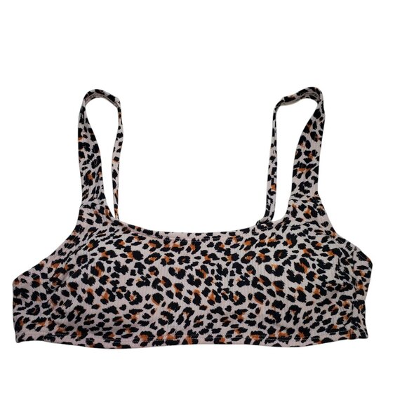 Xhilaration Women's Ribbed Beige Cheetah Print Cropped Bra Bikini Top‎ Size M - Picture 1 of 3